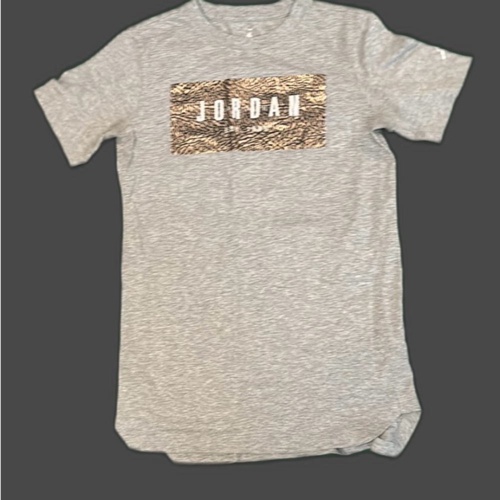 Jordan Gray T-Shirt with Animal Print Logo
